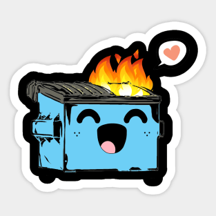 Kawaii Cute Dumpster Fire Love Sticker